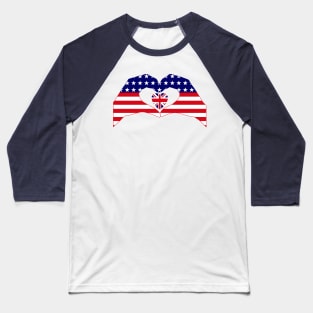 We Heart USA & UK Patriot Flag Series Baseball T-Shirt